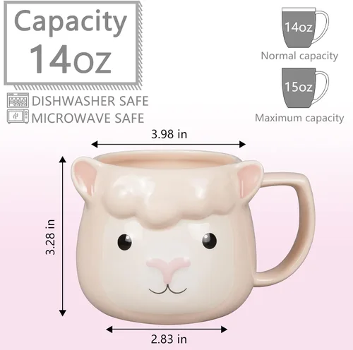 Miniatura 2 de Taza de Café de Cerámica ToCooTo de 14 oz con Diseño de Llama, Taza de Café 3D de Porcelana para Té, Taza de Noveldad para Mujeres, Regalos
