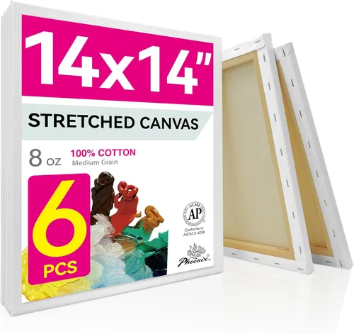 Miniatura 30 de PHOENIX - Lienzos de algodón blanco con bastidor para pintar, perfil de 5/8 pulgadas, imprimado triple para pinturas al óleo y acrílicas, 10x20
