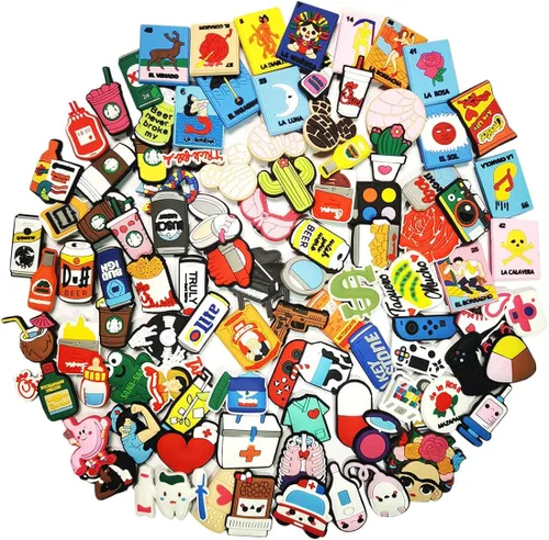 100 dijes de PVC diferentes para zapatos y pulseras decoración de pulseras y regalos de fiesta Madreperla vidrio aventurina
