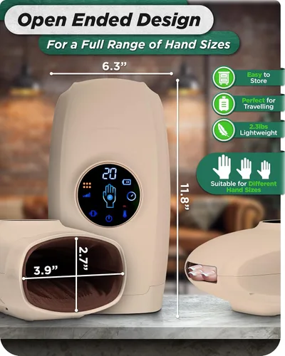 Miniatura 4 de Lunix LX7 Masajeador de manos eléctrico con pantalla táctil con compresión y calor, terapia de puntos de presión para artritis, alivio del dolor
