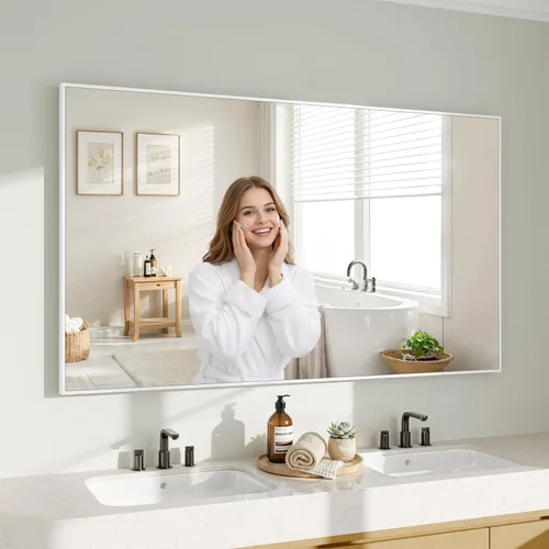 Miniatura 35 de Koonmi Espejo de pared rectangular negro, espejo de baño de 24 x 32 pulgadas, espejo de tocador con marco de aluminio para entrada, sala de estar