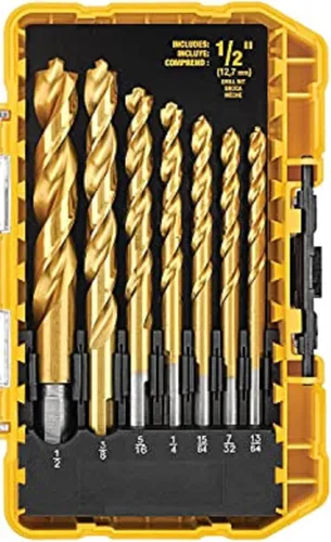 Miniatura 4 de DEWALT - Kit de taladro inalámbrico máximo de 20 V, compacto, 1/2 pulgada con juego de brocas de titanio, punto piloto, 21 piezas (DCD771C2 y DW1361)