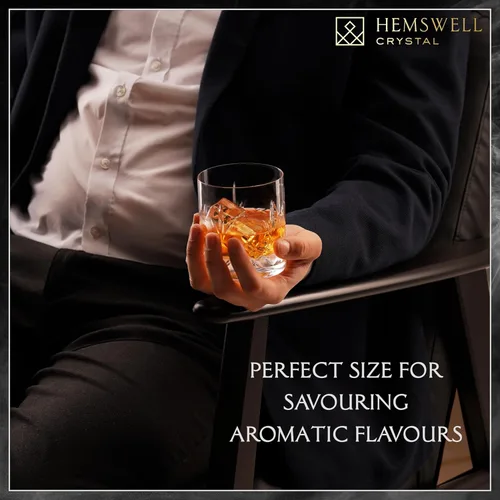 Miniatura 2 de Vaso de Whiskey Individual – Vaso Old Fashioned para Hombres – 11oz Un Vaso Bajo de Cristal Tumbler con Base Sólida y Borde Fino – Vaso de Bourbon