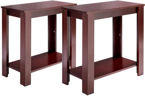 Miniatura 12 de Giantex Narrow End Table, 2-Tier Side Table with Open Storage Shelf, Retro Wood Sofa Table Bedside Tables for Small Spaces, Slim Nightstand for