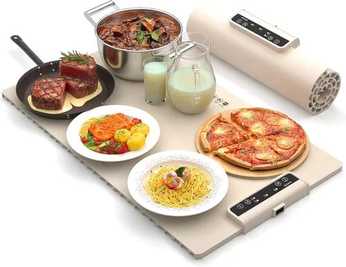 Esterilla de Calentamiento de Alimentos Eléctrica: Calentador de Alimentos de Silicona para Fiestas y Buffet, Almohadillas de Calentamiento Rápido