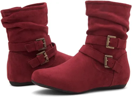 Miniatura 7 de Herstyle Lindell Botas de pantorrilla de tacón plano para mujer, con cremallera lateral, botines de tobillo