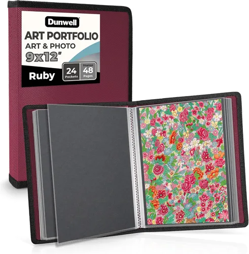 Miniatura 10 de Dunwell Art Portfolio - Carpeta de 9 x 12 pulgadas (azul), papel de montaje negro, carpeta de portafolio para obras de arte, carpeta de arte de 9 x
