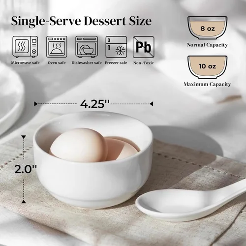 Miniatura 2 de DOWAN Tazones pequeños de 10 onzas, cuencos para helado, cuencos de cerámica para postre de 4.25 pulgadas, juego de 6 cuencos pequeños de porcelana