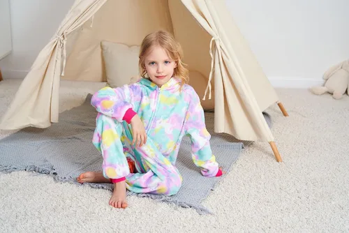 Miniatura 62 de Pijama de unicornio unisex para niños, enteritos para disfraz, Halloween