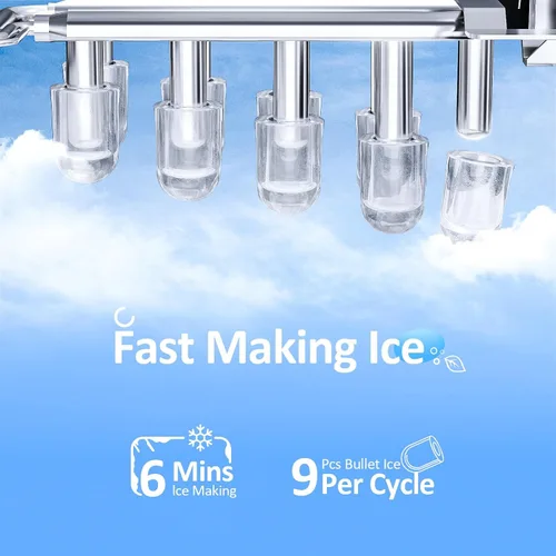 Miniatura 3 de Antarctic Star Encimera de máquina de hielo, 9 cubos de hielo automáticos portátiles listos en 8 minutos, hace 26 libras de hielo por 24 horas