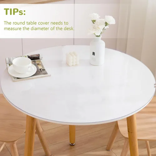 Miniatura 2 de Protector de mesa redondo transparente de 36 pulgadas, protector redondo transparente para mesa de comedor, 0.059 in de grosor, impermeable