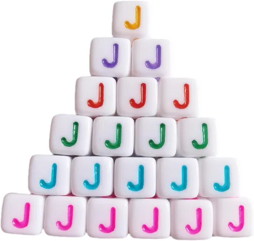 Miniatura 18 de Xeahung 200 cuentas de letras acrílicas cuadradas multicolor para hacer joyas, llaveros de bricolaje, collares, pulseras, decoraciones