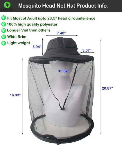 Miniatura 6 de Mosquito Head Net Hat, Providing a Physical Barrier to Help Keep Mosquitoes and Bugs Away from Your Face Gorra negra