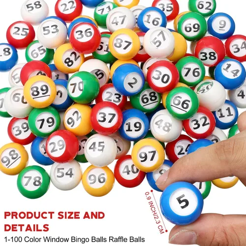 Miniatura 4 de Poen Juego de Lotería Bingo de 101 Piezas Incluye Jaula de 12 Pulgadas Números 1-100 Pelotas de Ventana de 0.9 Pulgadas Rifa para Noche