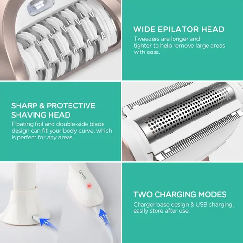 Miniatura 5 de VOYOR Depiladora para mujer, depiladora 3 en 1 para mujeres, depiladora depiladora para piernas y brazos con 30 pinzas, afeitadora eléctrica