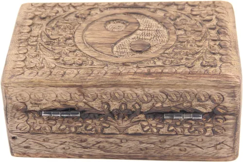 Miniatura 3 de KayJayStyles - Caja de almacenamiento de madera para la joyería, tallada a mano Yin Yang