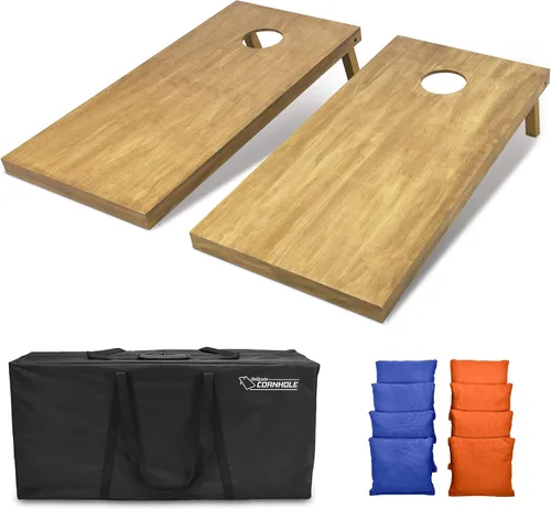 Miniatura 52 de GoSports 4 ft x 2 ft Regulation Size Wooden Cornhole Boards Set with Light Brown Finish - Includes Carrying Case and Bean Bags Negro- gris