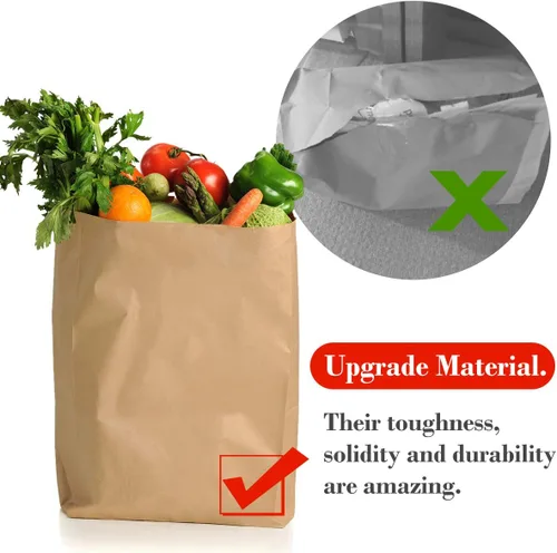 Miniatura 2 de BagDream Bolsas de comestibles de 12 x 7 x 17 pulgadas, 100 bolsas de papel kraft marrón resistente, bolsas de papel reciclable duraderas