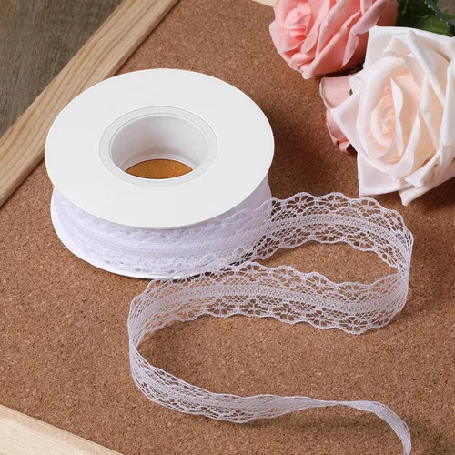 Miniatura 4 de Giantree Cinta de encaje blanco de 25 yardas, cinta de encaje de 1.2 pulgadas de ancho, cinta de tela floral vintage para envolver regalos, diario