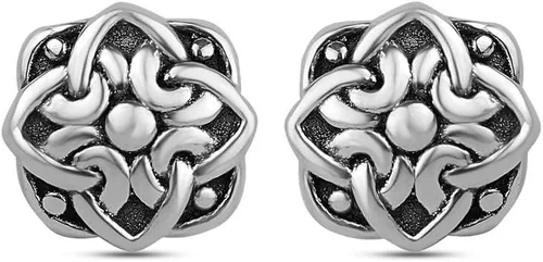 Miniatura 7 de LeCalla Aretes de tuerca de plata de ley 925, ligeros, de dos tonos, de filigrana antigua, para mujer, regalos para el día de San Valentín para ella