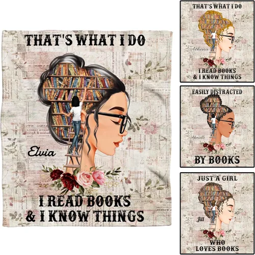 Manta de Lectura Personalizada y Manta para Tirar para Amantes de los Libros, Regalos para Hijas, Manta Acogedora para Todas las Estaciones (y Ella