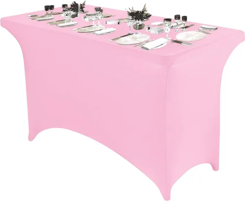 Miniatura 54 de Peomeise - Funda de mesa de elastano de 4 pies, mantel rectangular elástico de elastano (verde manzana, 4 pies)