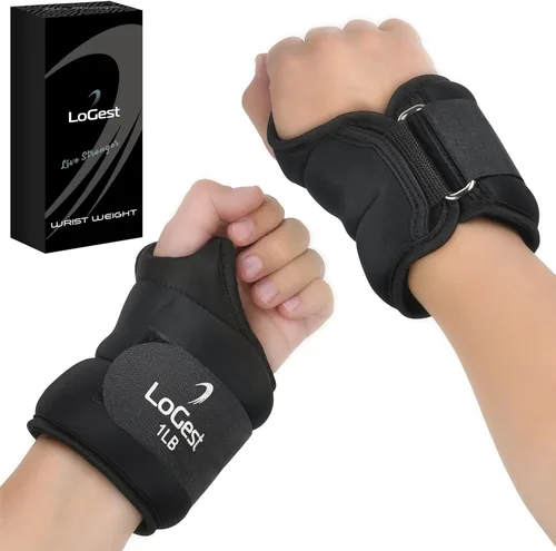 LoGest Peso de muñeca con trabillas para el pulgar y cierres de – 1 libra, 2 libras, 2.5 libras, 3 libras – Se vende en pares – Pesas de muñeca de