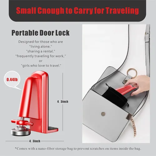 Miniatura 6 de Cerraduras de puerta portátiles para seguridad de viaje - Tope de puerta antirrobo, cerradura de puerta para apartamento y hotel - Protección