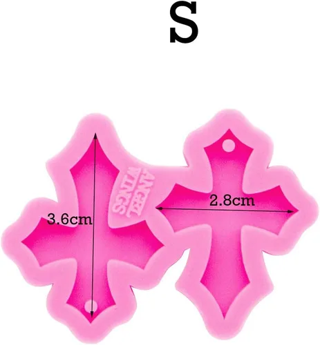 Miniatura 2 de Molde para aretes brillantes y brillantes en forma de cruz, molde de resina de silicona para llavero de resina epoxi hecha a mano, joyería