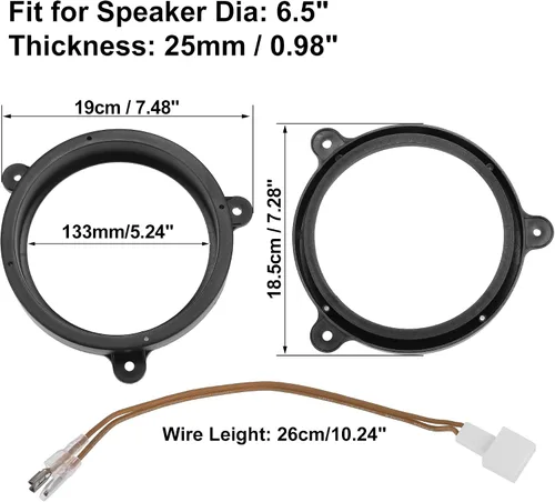 Miniatura 3 de uxcell Anillo espaciador adaptador de altavoz de automóvil de 6.5 pulgadas con combinación de cables para Subaru Impreza 2007-2019