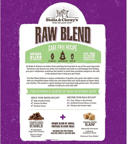 Miniatura 2 de Stella & Chewy's Raw Blend Premium Kibble Comida para Gatos – Sin Granos, Comidas Ricas en Proteínas – Receta de Aves de Corral Criadas en Libertad