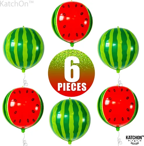 Miniatura 3 de KatchOn, Globos grandes de sandía – 22 pulgadas, paquete de 6 Globos de verano para decoraciones de cumpleaños de sandía Decoración de fiesta