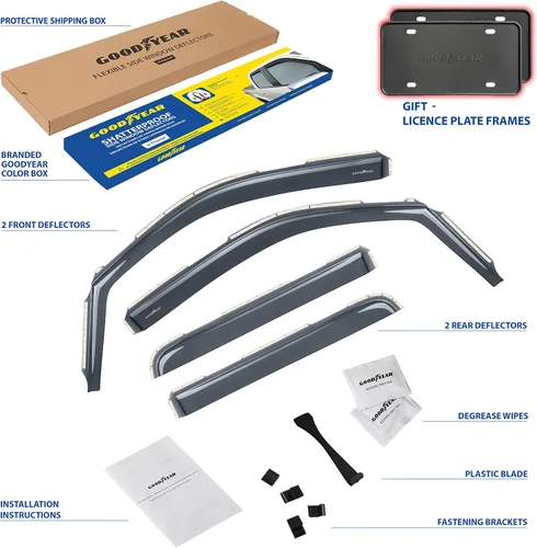Miniatura 6 de Goodyear Deflectores de ventana inastillables en el canal para camiones Ford F-150 2009-2014 SuperCrew, protectores de lluvia, viseras de ventana