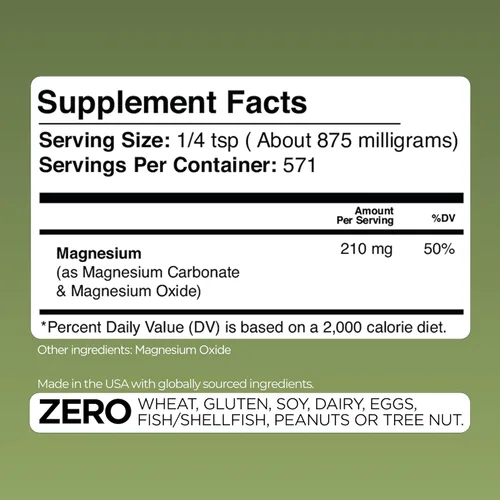 Miniatura 8 de Gade Nutrition - Polvo de carbonato de magnesio puro 17.64 oz, 875 mg por porción, 571 porciones Sin OMG, sin gluten, sin relleno, altamente