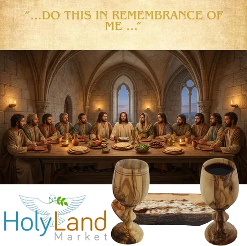 Miniatura 2 de Holy Land Market Juego de tazas y platos de comunión de madera de olivo, juego de comunión tallado a mano en Belén, para adoración de la iglesia
