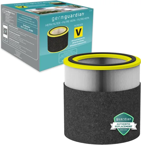 GermGuardian Filtro V HEPA Pure Genuino - Filtro de repuesto para purificador de aire, elimina el 99.97% de contaminantes, humo de incendios