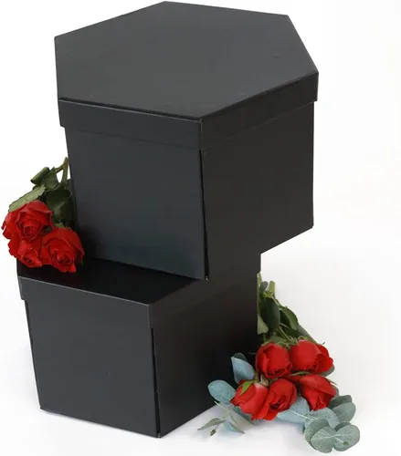 Miniatura 4 de USA-SALES UNIKPACKAGING - Caja de regalo de flores con forma hexagonal de alta calidad, con cajón, tamaño 9.5 x 8.3 x 6.1 pulgadas, para arreglos