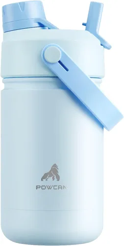 Miniatura 31 de POWCAN - Botella de agua con aislamiento de 18 onzas, con tapa de boquilla y pajilla 2 en 1, fría 24 horas, a prueba de fugas, apta para portavasos