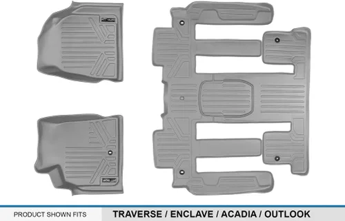 Miniatura 5 de SMARTLINER Juego de alfombrillas de piso de 2 filas compatibles con Chevrolet Traverse 2011-2017