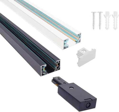 Miniatura 11 de H Kit de rieles de iluminación de riel de 120 V, 3.3 pies, 3 cables, circuito único tipo H con tapas finales y conector de alimentación de extremo