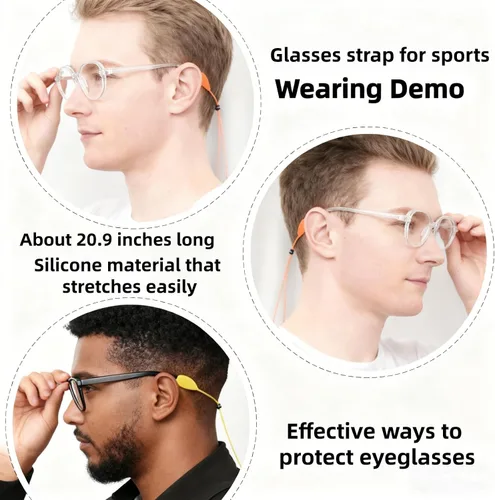 Miniatura 6 de Correa ajustable para gafas, diseño elástico y elástico, adecuado para gafas de miopía, lentes de sol, gafas deportivas