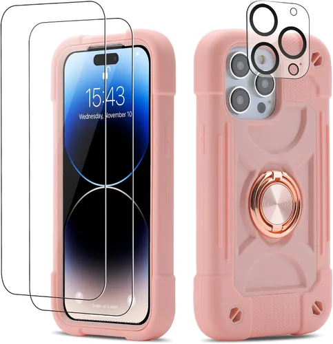 Miniatura 35 de Funda para iPhone Se3/iPhone Se2, iPhone 6/6S, iPhone 7/iPhone 8 de 4.7 pulgadas con soporte de anillo, con 2 protectores de pantalla resistentes