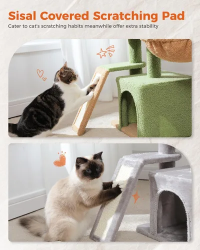Miniatura 7 de PETEPELA Pequeño Árbol para Gatos para Gatos de Interior, Torre de Gato Linda de 32 Pulgadas, Condominio de Gato con Rampa de Arañar de Sisal