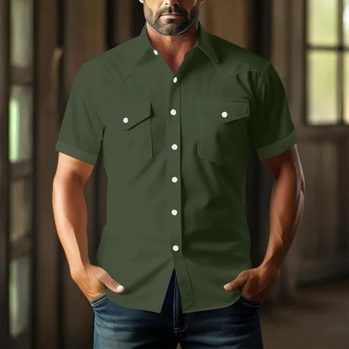 Miniatura 5 de Men's Short Sleeve Button Down Shirts Cargo Shirt Fashion Casual Summer Beach Shirts Business Work Basic Tee Tops