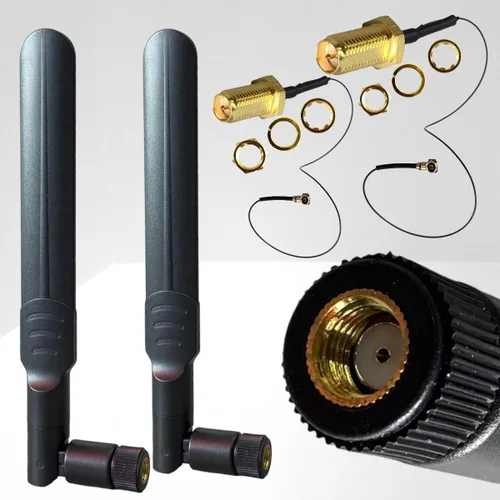 Paquete de 2 antenas de doble banda WiFi 2.4GHz 5GHz 5.8GHz 8dBi RP-SMA macho, U.FL IPEX MHF4 a RP SMA Cable de extensión hembra para M.2 NGFF Intel
