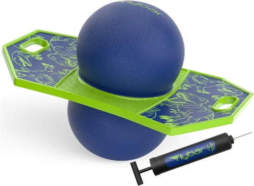 Flybar Pogo - Pelota de truco para niños, tabla de rebote de equilibrio con cubierta antideslizante, bomba incluida, juguetes para interiores y Dino
