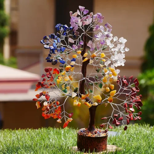 Miniatura 5 de Figura de árbol de piedras preciosas de los siete chakras de Feng Shui, bonsái de dinero, de buena suerte, reiki, cristales curativos, equilibrio