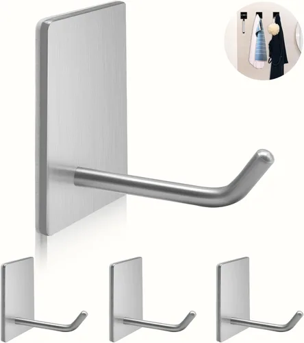 Ganchos adhesivos resistentes, ganchos largos de acero inoxidable autoadhesivos, ganchos de pared adhesivos para toallas de cocina y baño, ganchos