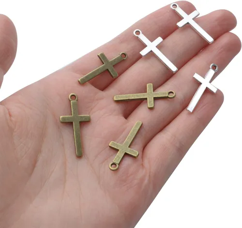 Miniatura 7 de BronaGrand 100pcs 27×13mm Crosses Charms Alloy Cross Bead Charms Jewelry Charms Pendants for DIY Necklace Bracelet Jewelry Making Crafting Accessory