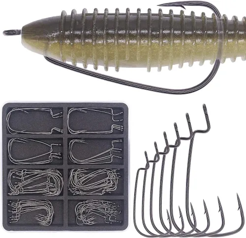 Miniatura 8 de Ewg-Hooks-for-Fishing-Texas-Rig-Hooks-Offset-Extra-Wide-Gap-Gap-Gap - Juego de gancho de gusano de agua dulce Gusanos de goma de lubina a granel Big